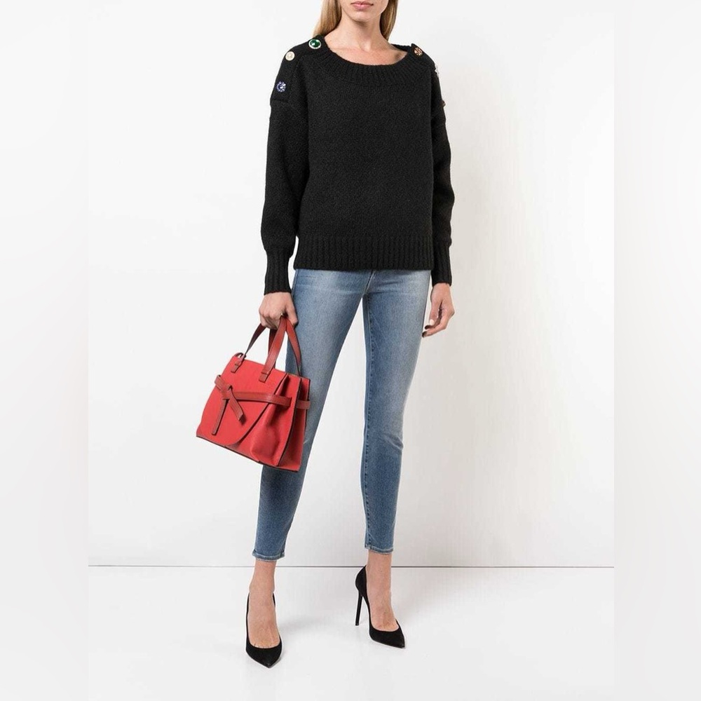 Veronica Beard Chase Off Shoulder Sweater (missing buttons), size Large